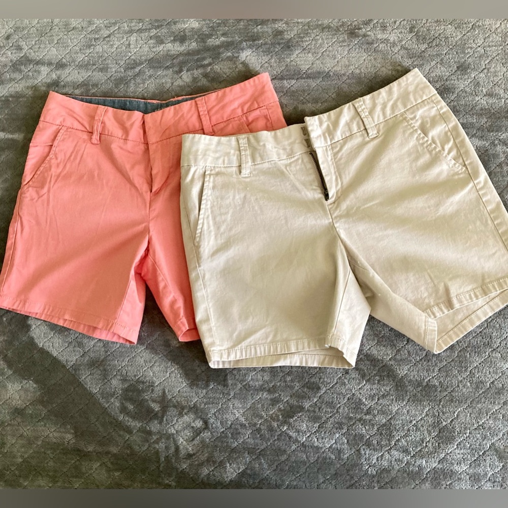 G H Bass & Co-misses shorts two pair included . Size 4.  Coral and light khaki.